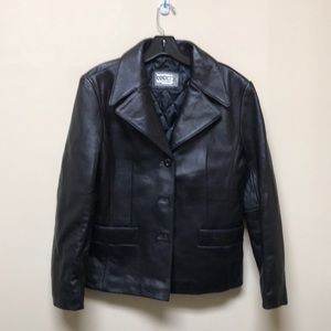 Cougar Black Genuine Leather Jacket Blazer Biker Chick Women’s Size L